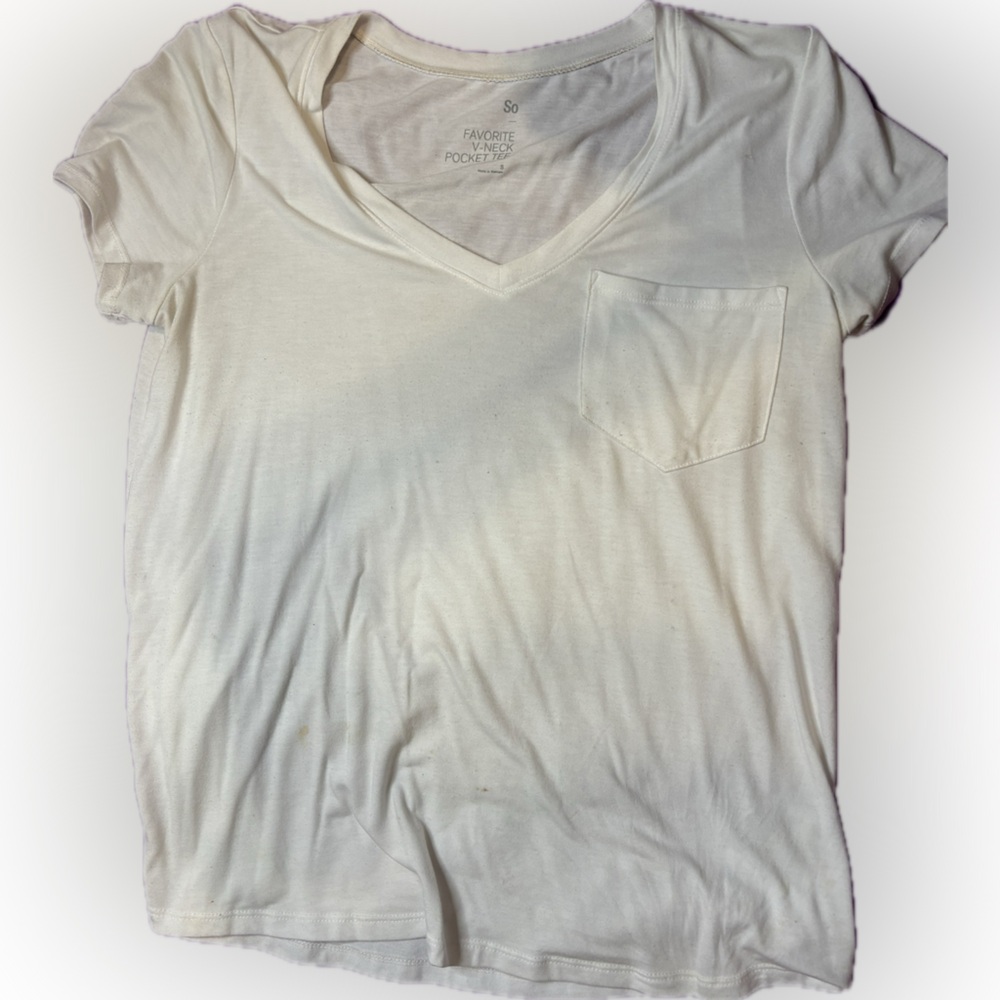 White V-neck Top